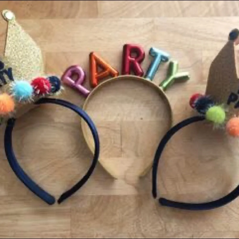 2 LightUp Glitter Let's Party Crown Headband + Bonus MultiColored Party Headband